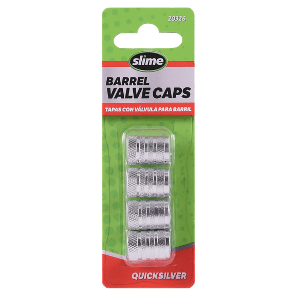 Slime Barrel Tire Valve Caps Quicksilver, Anodized Aluminum - 20326w