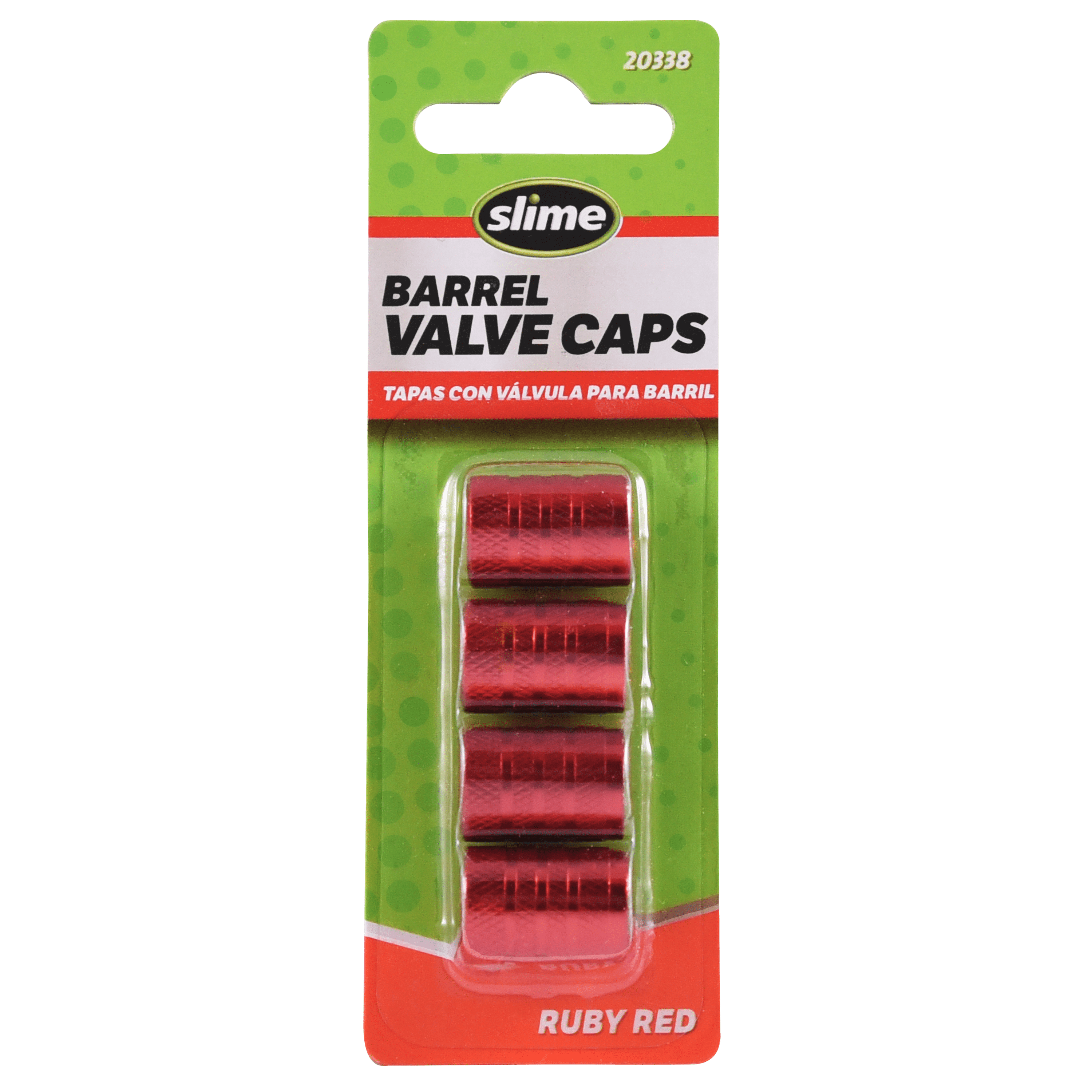 Slime Barrel Tire Valve Caps Ruby Red, Anodized Aluminum - 20338w