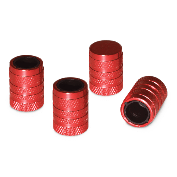 Slime Barrel Tire Valve Caps Ruby Red, Anodized Aluminum - 20338w