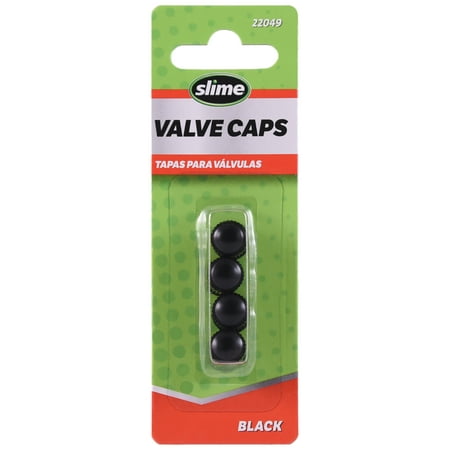 Slime Black Plastic Replacement Valve Caps (4PC) - 22049