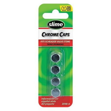 Slime Chrome Replacement Metal Valve Stem Caps, Chrome Finish, 4 Pc. - 2048-a