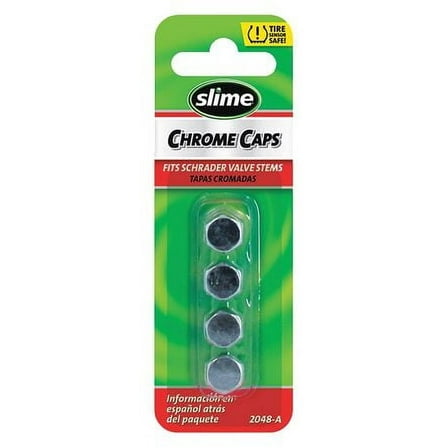 Slime Chrome Replacement Metal Valve Stem Caps, Chrome Finish, 4 Pc. - 2048-a