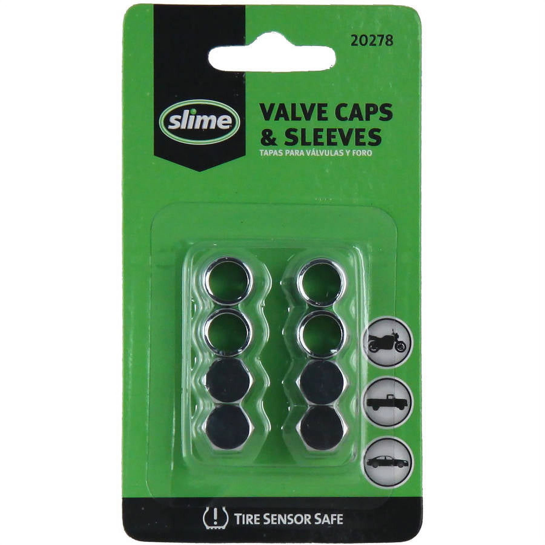 Slime Chrome Valve Stem caps with Sleeves 20278