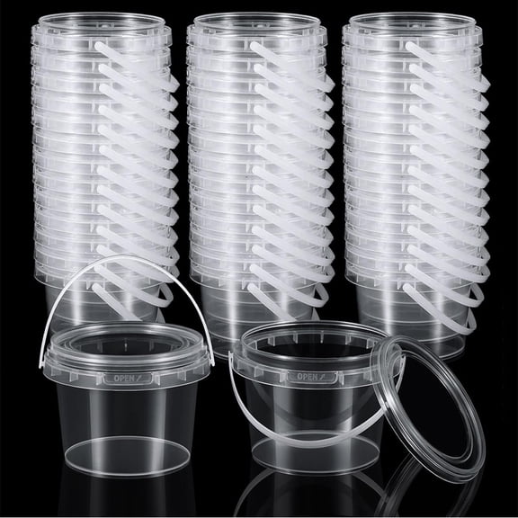 Slime Containers Empty Slime Buckets with Water-Tight Lids and Handle,Plastic Storage Jars Mini Storage for DIY Slime Making