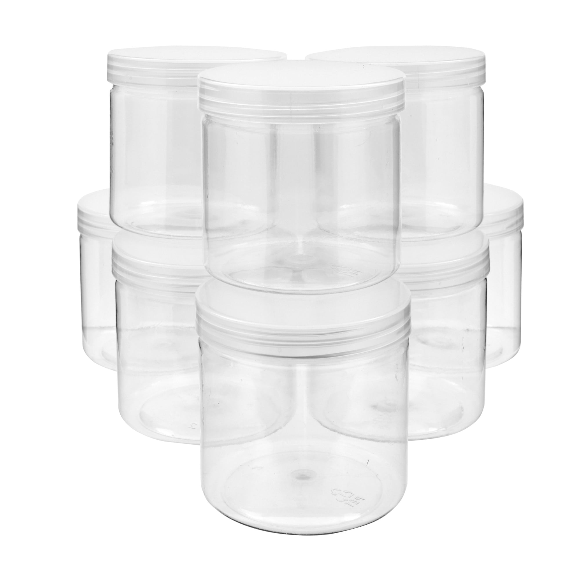 Slime Containers with Lids - 8 Pack Clear Plastic Jars for Kids DIY Crafts  (12 oz)