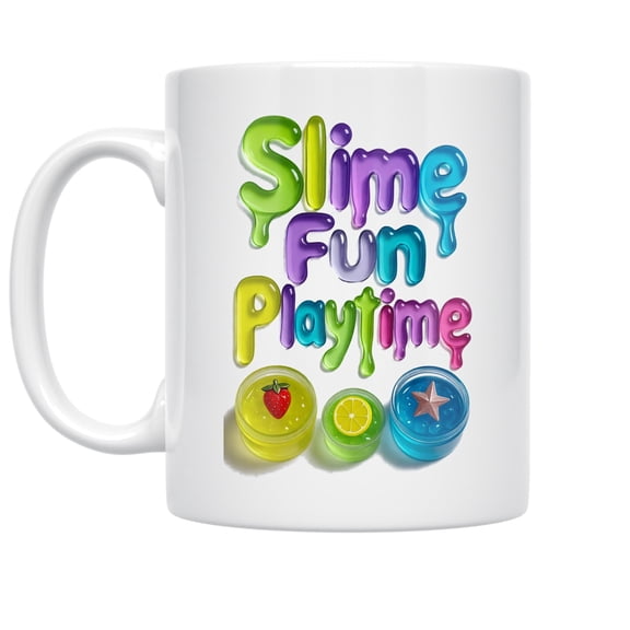 Slime Drip 11 oz Coffee Mug - Bright Bubble Letters Vibes White Ceramic gift