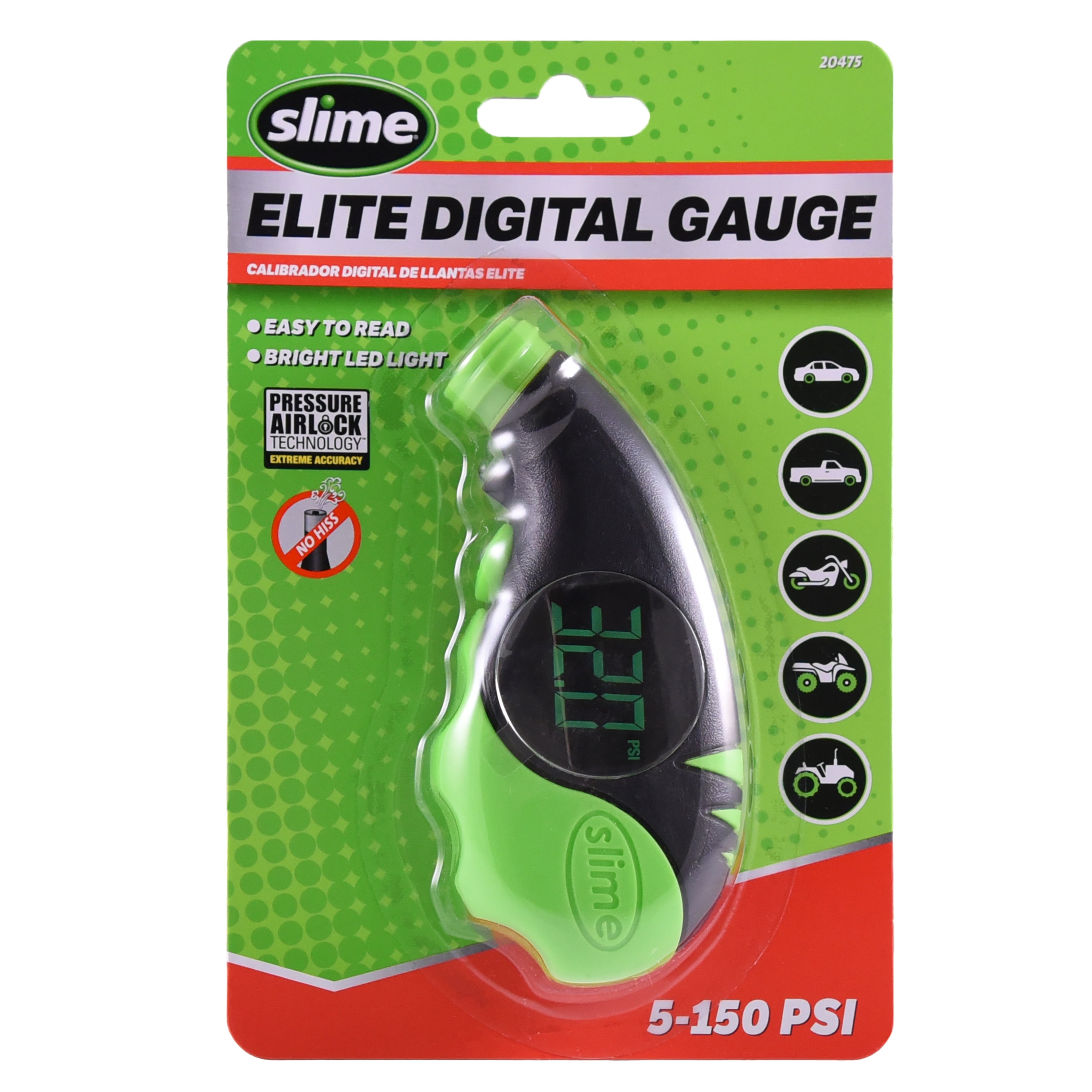 Slime Elite Digital Tire Gauge 5150 Psi 20475 Green & Black, Works