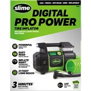 Slime Elite Heavy Duty Tire Inflator, Portable 12V Air Compressor for Car, SUV, 4x4, with Digital 99 Psi Display, LED Light, Inflate Right Automatic Shut Off, Long Hose, 3 Min Inflation