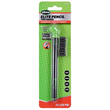 Slime Elite Black Pencil Tire Pressure Gauge 10-120 Psi for Schrader Valve Stems