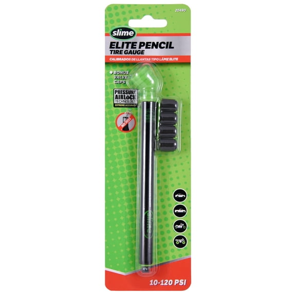 Slime Elite Pencil Tire Gauge (10-120 Psi) Black - 20490