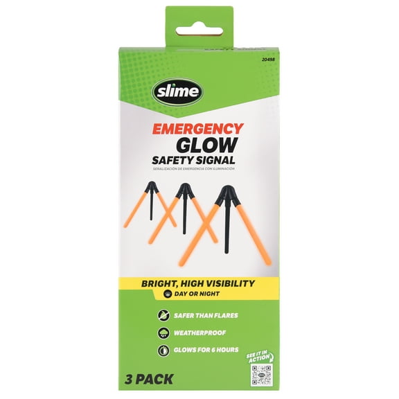 Slime Emergency Glow Safety Signals - 3 Pack Tire Patching & Plugging Safety Tools - 20498w