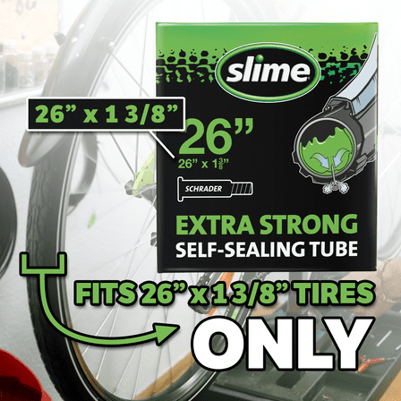 Slime Extra Strong Self-Sealing Bicycle Tube Schrader 1 3/8" x 26" Bike Inner Tube - 30044
