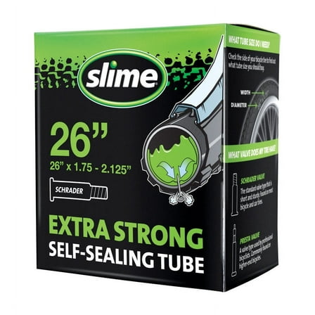 Slime Extra Strong Self-Sealing Bicycle Tube Schrader 26" x 1.75-2.125" Bike Inner Tube - 30045