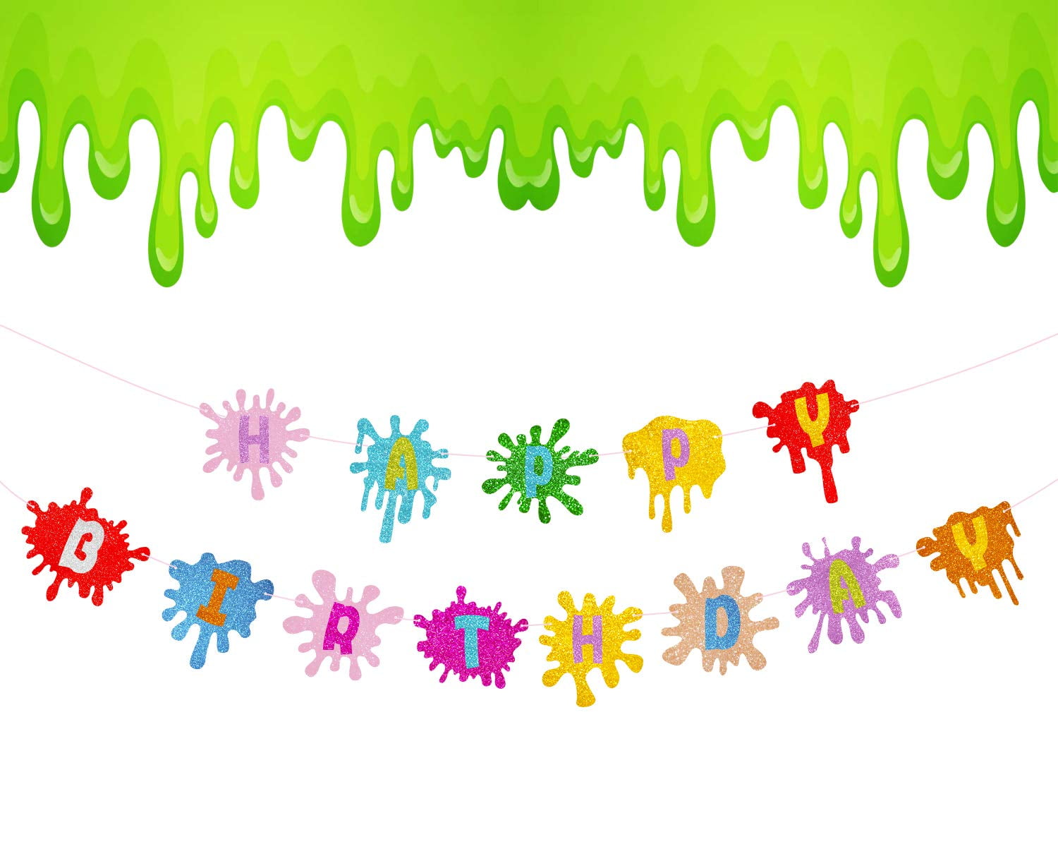 Slime Happy Birthday Banner Slime Painting Banner Pennant for Slime  Birthday Party Art Theme Baby Shower Slime Party Decorations Art Party  Supplies 