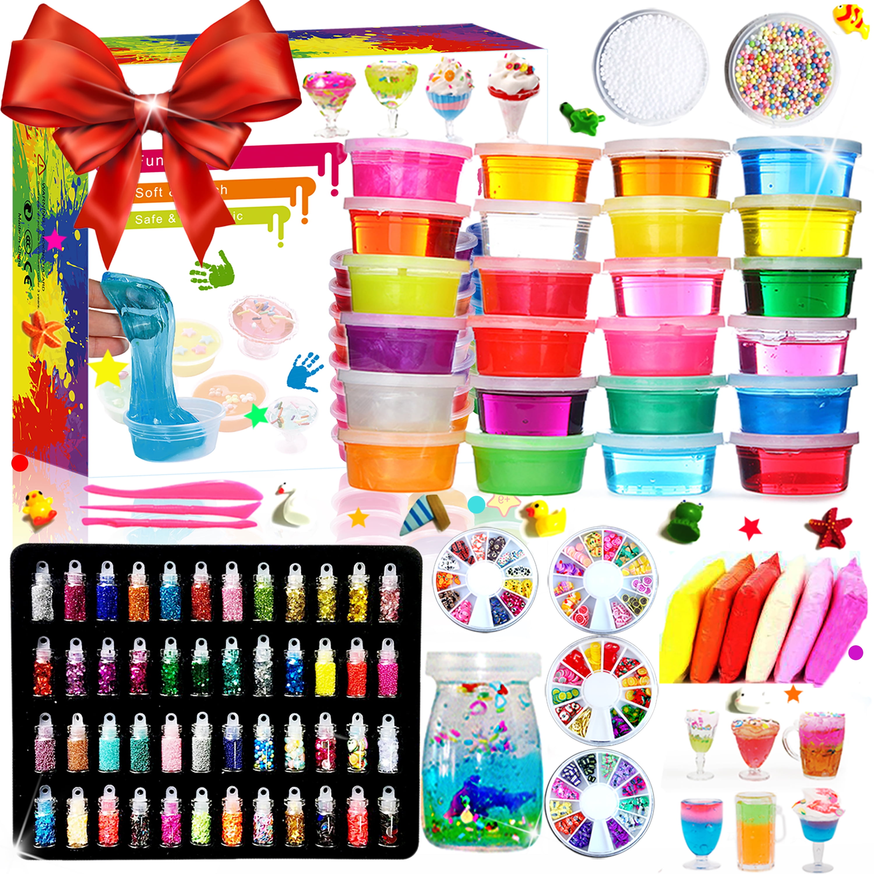 JoyX DIY Slime Making Kit for Girls - {48 Piece} Super Jumbo Starter Set –  Safety Tested & Certified! Non-Toxic Slime Accessories & Supplies –