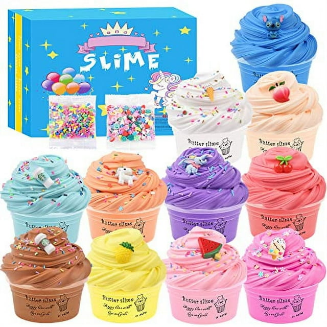 Slime Kit With 11 Pack Butter Slime,Include Watermelon, Coffee, Stitch