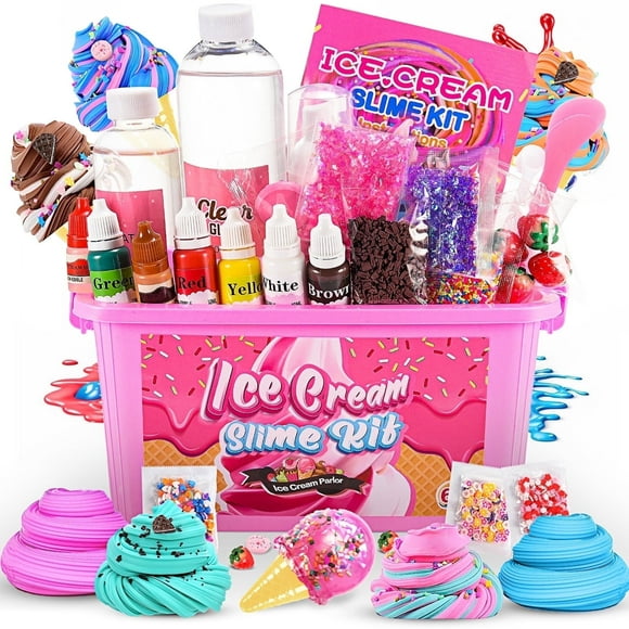 Slime Kits for Girls, Slime Making Kit 5 6 7 8 9 10 Years Old Girls Gifts, DIY Ice Cream Slime Kit Toys for Ages 6-8-12, Birthday Gifts for Girls Ages 6-12, Girls Christmas Present for Kids