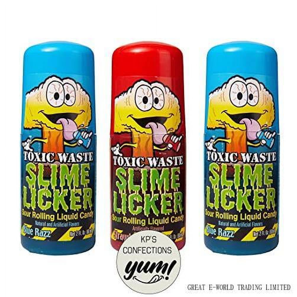 Slime Licker - Toxic Waste - Rolling Liquid - 1 Strawberry And 2 Blue Razz  Flavor - 2 Oz Each - Total 3 