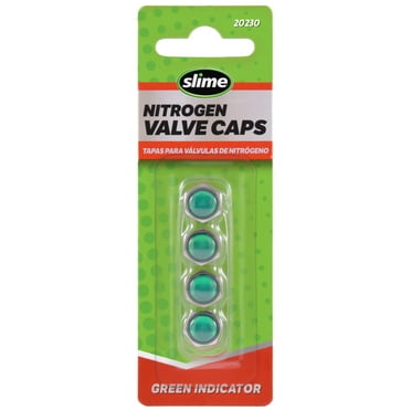 Slime Nitrogen Replacement Metal Valve Caps Green - 20230