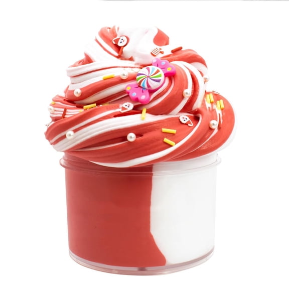 Slime Putty Toy, Non-Sticky Stretchy Stress Relief Red White Swirl Lollipop Decor, 2.4 oz Single Pack, Kids Party Favor Fidget Toy for Anxiety Reduction Sensory Play Birthday Gift