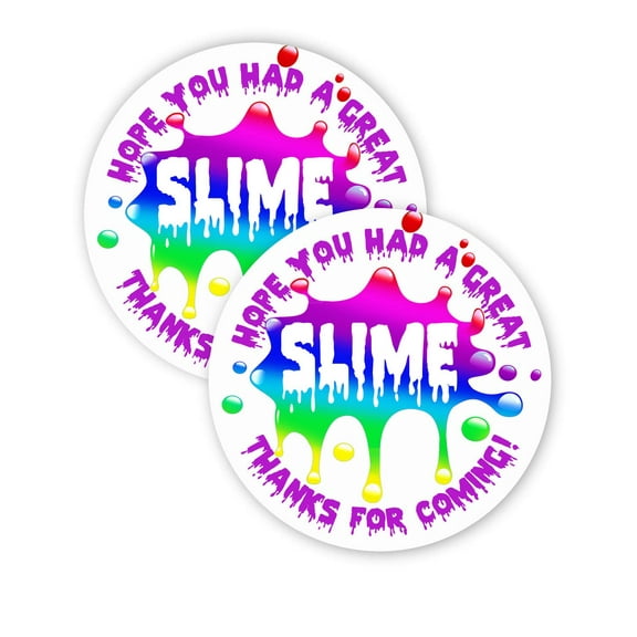 Slime Rainbow Party Favor Stickers - 40 Favor Bag Stickers - Slime Thank You Tag - Slime Party Supplies - Slime Party Decorations - Rainbow Stickers
