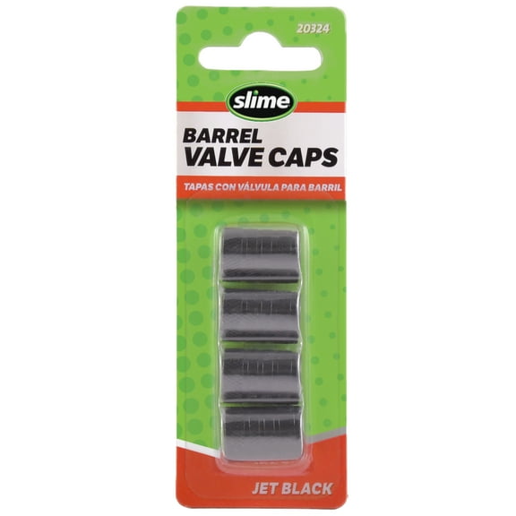 Slime Replacement Metal Barrel Valve Stem Caps, Black - 20324