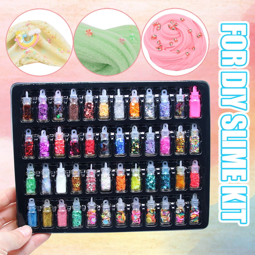 Slime Supplies Kit, 48 Pack Add Ins Slime Kit for Kids Girls Slime Making