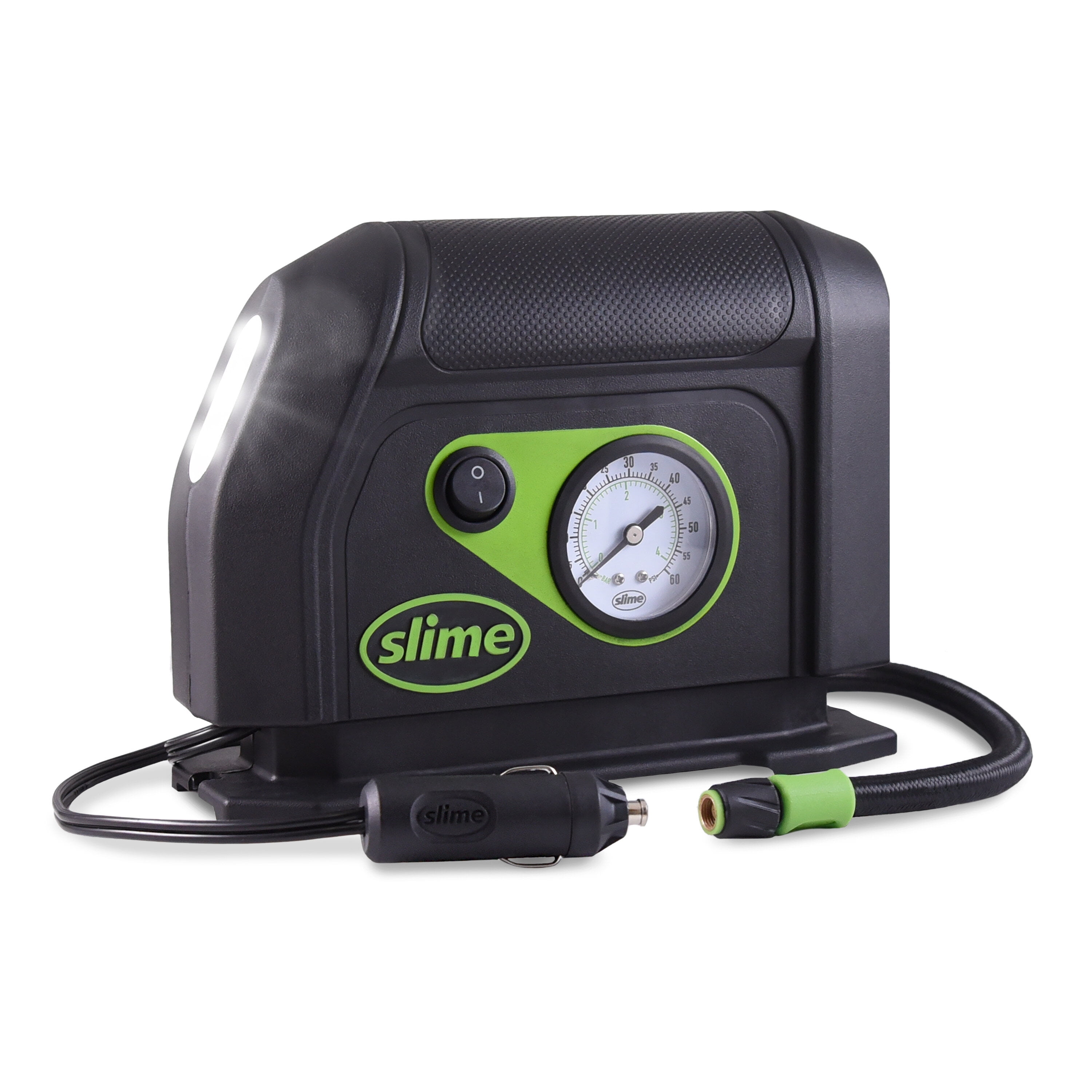 ITW GLOBAL BRANDS Slime Tire Inflator, Air Compressor, with Analog 100 Psi Max, Long Hose and LED Light, 12V, 8 Min Inflation, New, Multiple Makes - 40050w