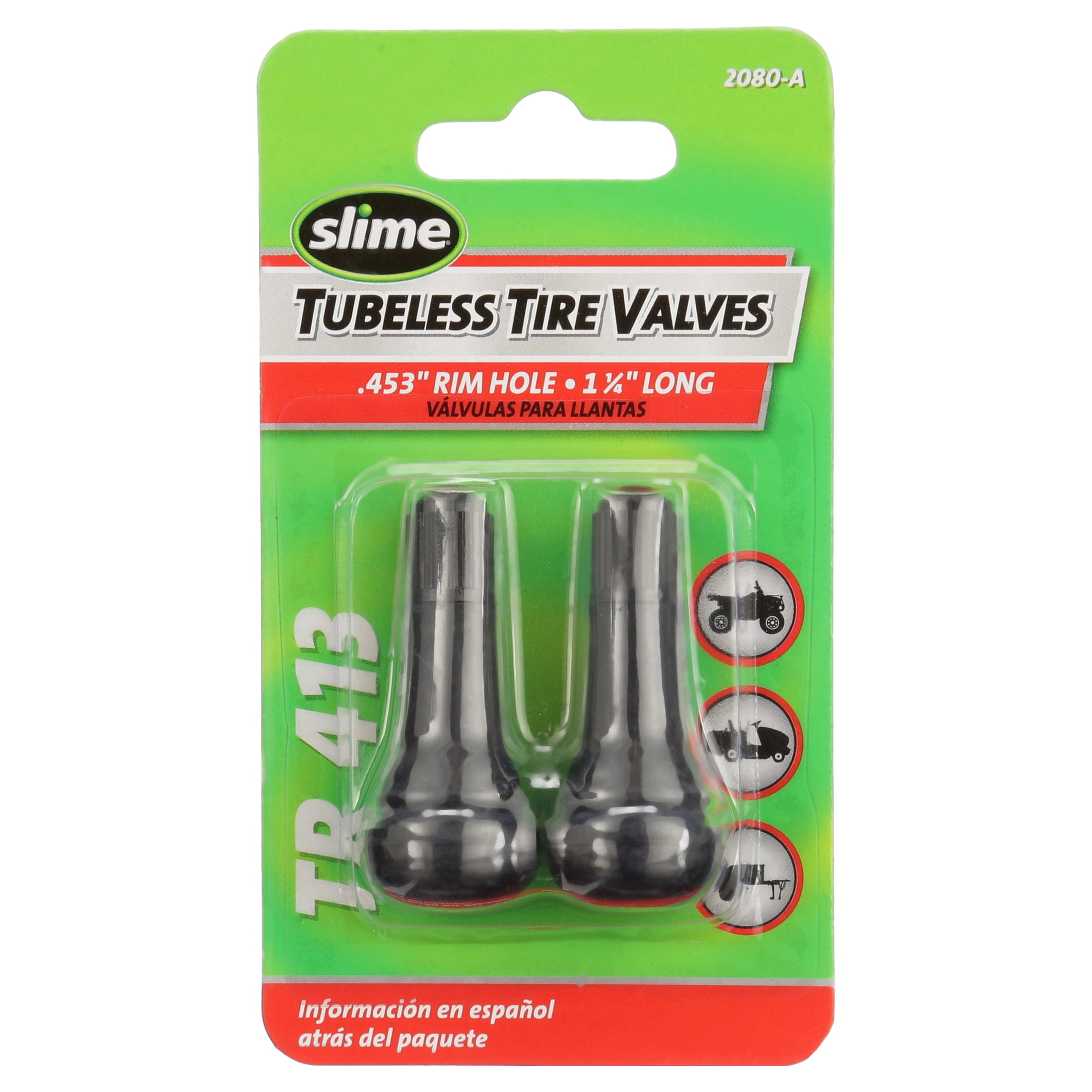 Slime Tubeless Tire Valves TR413 Replacement Black Rubber Valve Stem  2080a