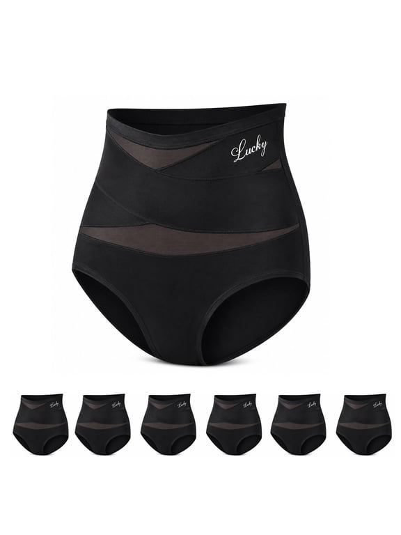 Slimetica High Waist Tummy Control Panties, Cross-Wrap Shapewear Underwear, Soft Stretch Mesh Full Coverage
