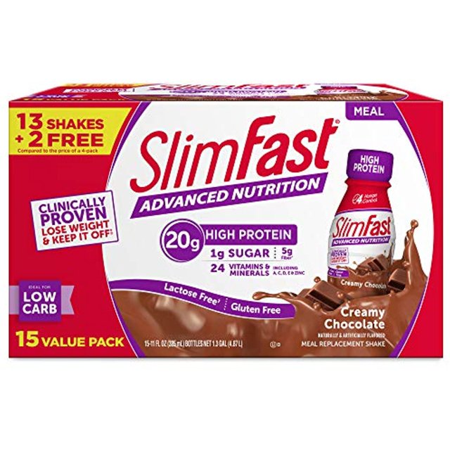 SlimFast Advanced Nutrition Meal Replacement Shake, Creamy Chocolate