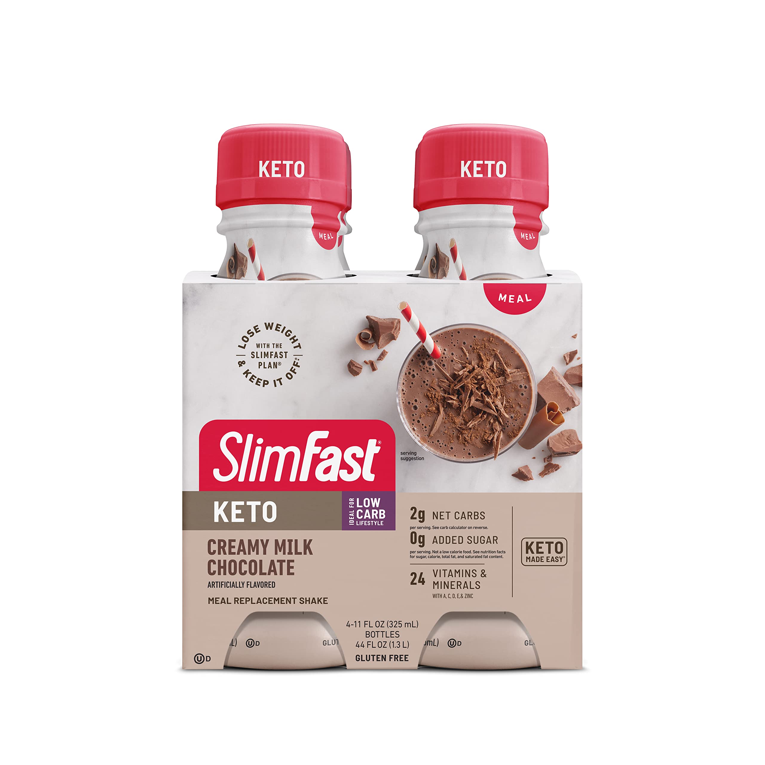 Slimfast Keto Meal Replacement Shake, Creamy Milk Chocolate, Low Carb