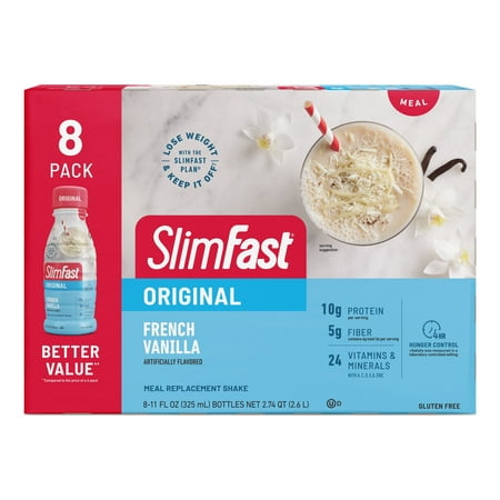 Slimfast Original Meal Replacement Shake, 11 oz Bottles, 8 pk