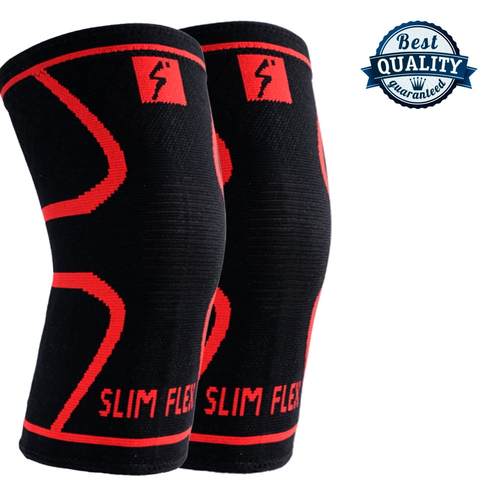 Slimflex Knee Compression Sleeve - Best Knee Brace for Knee Pain for Men & Women – Knee Support for Running, Basketball, Weightlifting, Gym, Workout, Sports - Pair (Large)
