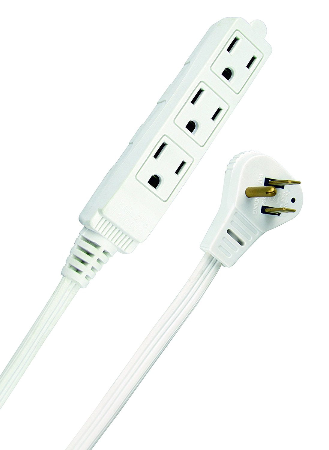 Slimline 2232 White Angled Flat Plug Extension Cord, Space Saving
