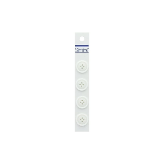 Slimline Buttons-White 4-Hole 3/4" 4/Pkg