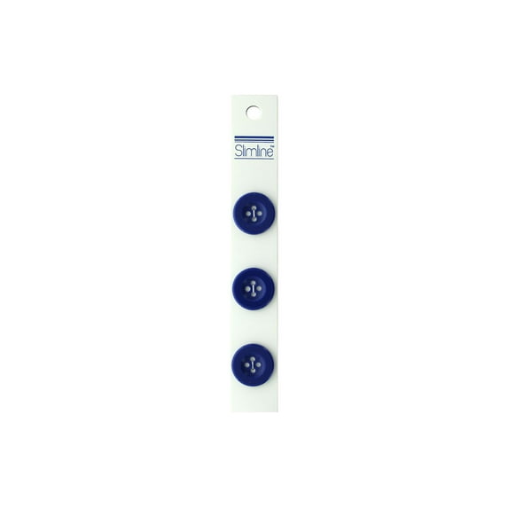 Slimline Buttons -Blue 4-Hole 13/16" 3/Pkg