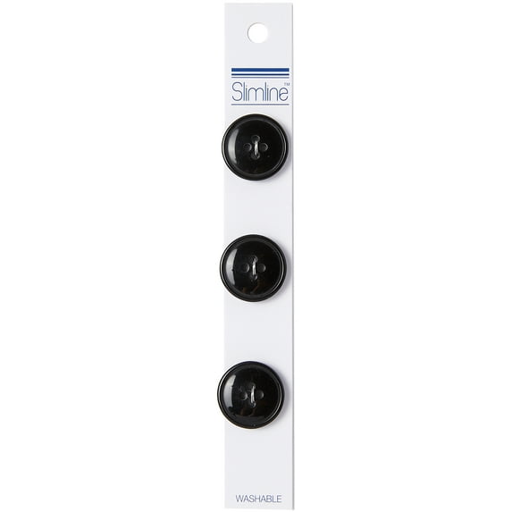 Slimline Buttons Series 1-Black 4-Hole 3/4" 3/Pkg