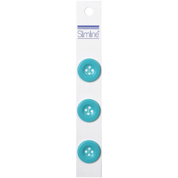 Slimline Buttons-Turquoise 4-Hole 3/4" 3/Pkg