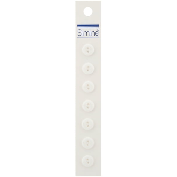 Slimline Buttons -White 2-Hole 3/8" 7/Pkg