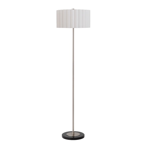 Slimline Floor Lamp Scallop Shade Satin Nickel Base