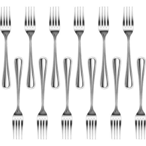 Slimline Pattern 18/0 Stainless Steel Serving Fork, 8.25-Inch, Set of 12, Commercial Grade