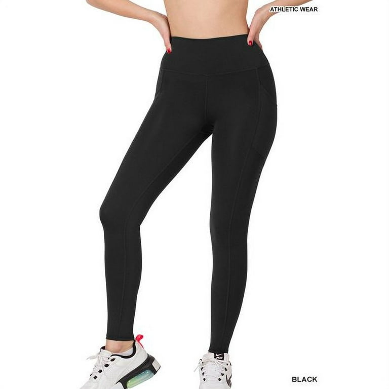 Slimming Athletic Leggings, Non See Through Yoga Pants, Black Size Large 