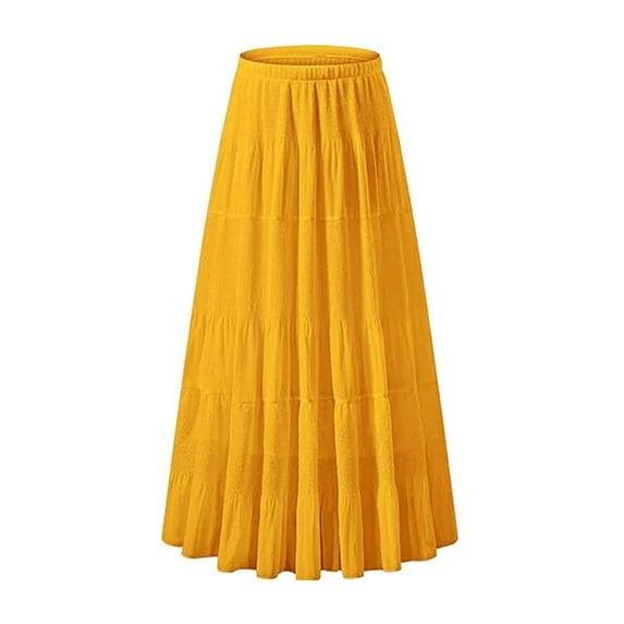 Slimming High Waist Stretchy A Line Midi Skirt Elastic Band Dress for Daily Wear