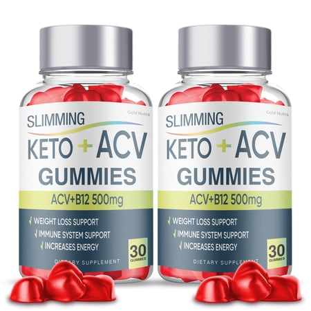 Slimming Keto ACV Gummies, Slimming Keto Gummies, Slimming Gummies Slimming Apple Cider Vinegar Dietary Supplement (2 Pack)