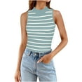 thumbnail image 1 of Slimming Tank Tops for Women,Summer Casual Striped Round Neck Shirt,Women's Soft And Cool High Crewneck Sleeveless Going Out Slim Fitted Summer Tank., 1 of 5