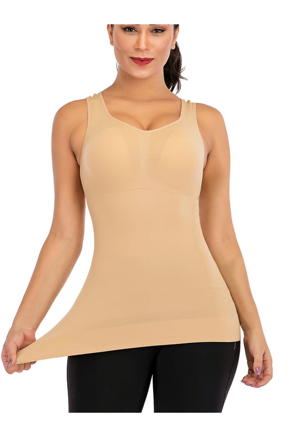 Slimming Tank Tops for Women Tummy Control Shaper with Built in Bra Seamless Shaping Camisole