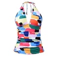 thumbnail image 1 of Tankini Tops for Women Camo Swimwear Top Only V Neck Bathing Suit Tops Halter Swimsuits White S, 1 of 2
