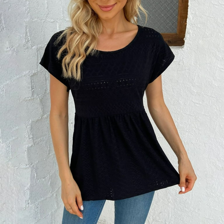 Slimming Tops for Women Womens Work Tops Women Tops Blouses for Women Women s Tshirts Crew Neck Short Sleeve Summer Tops Casual Solid Color Basic Tee