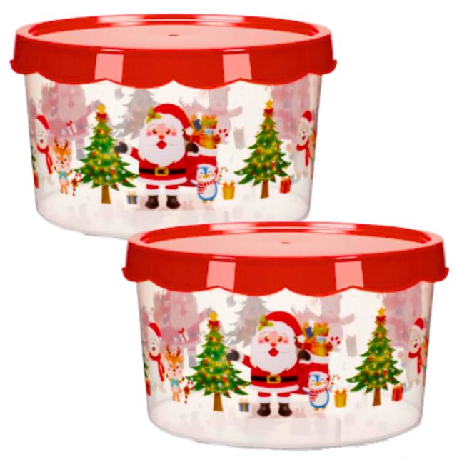 Sliner Christmas Food Containers with Red Lid 8.26x5.1x3.1 Inches Food